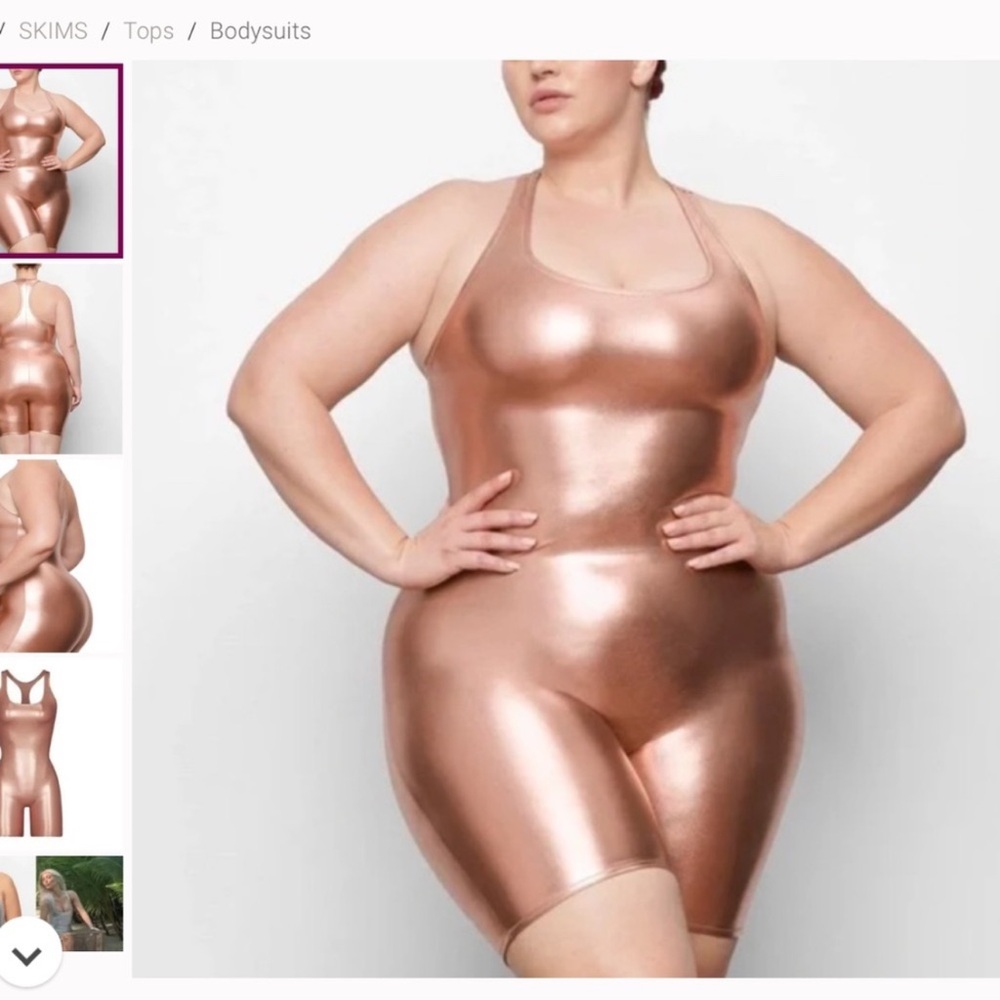 SKIMS NWT Swim Metallic Cycle Romper - Champagne - Picture 2 of 5